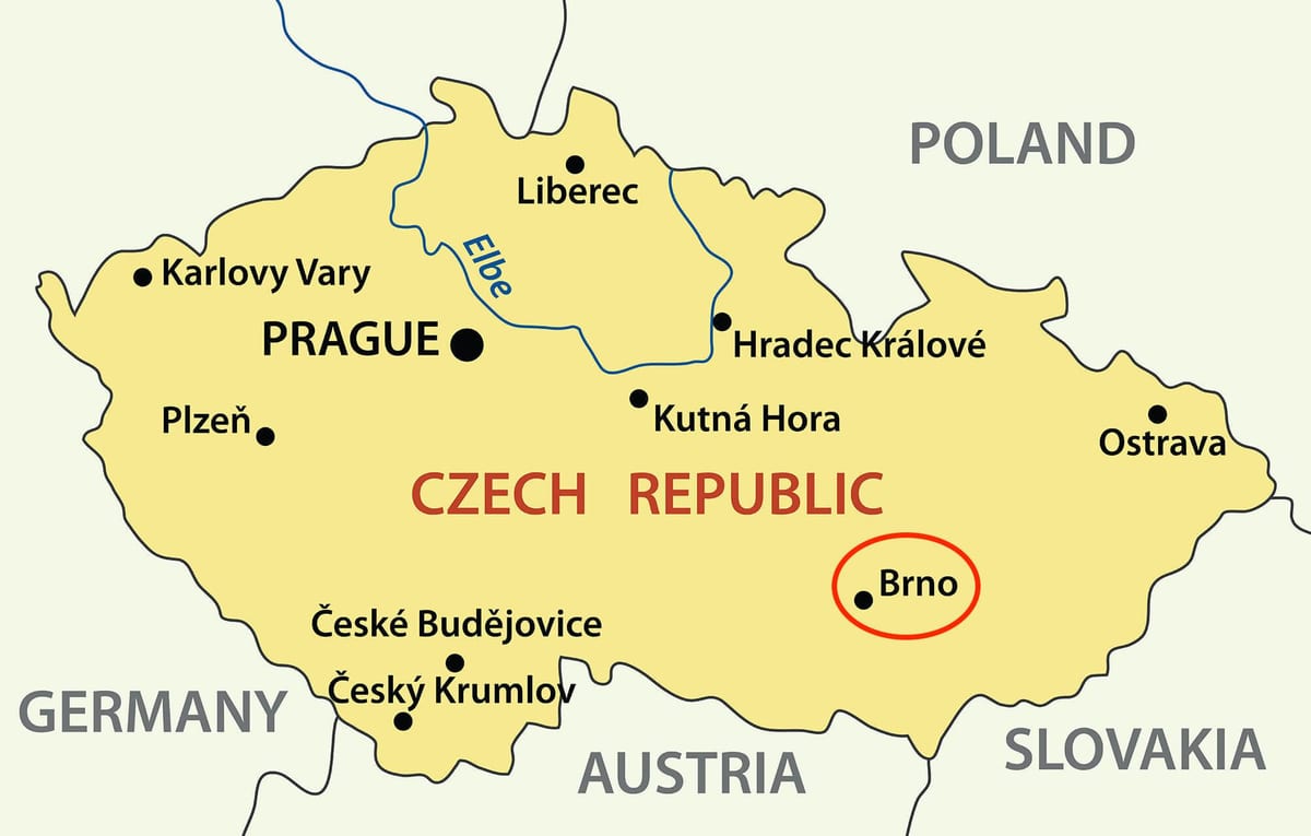 mappa della città di brno, repubblica ceca