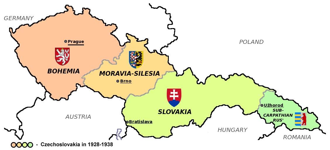 mappa della Cecoslovacchia 1938