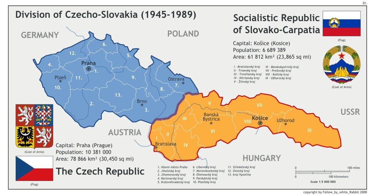 mappa della Cecoslovacchia 1945