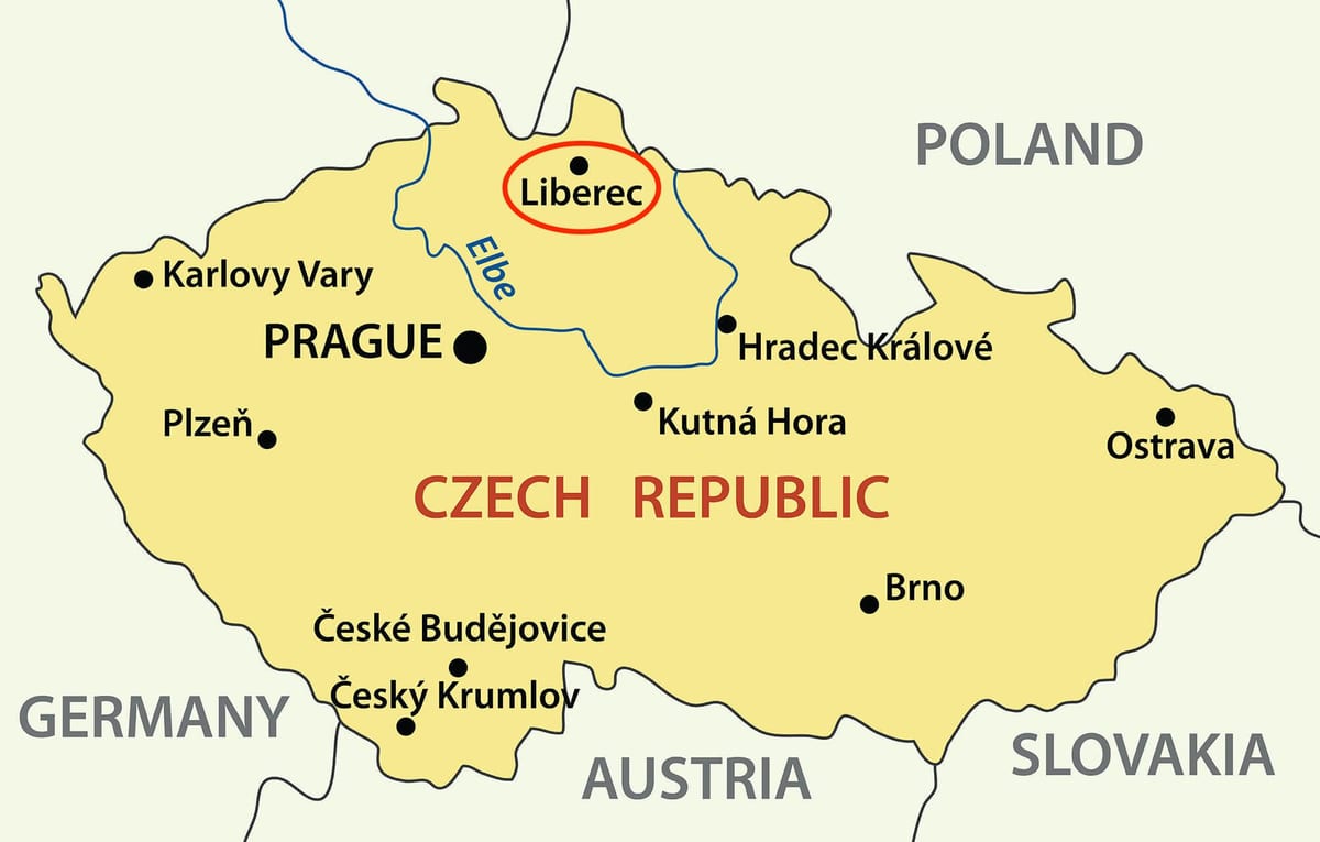 mappa di Liberec, repubblica ceca