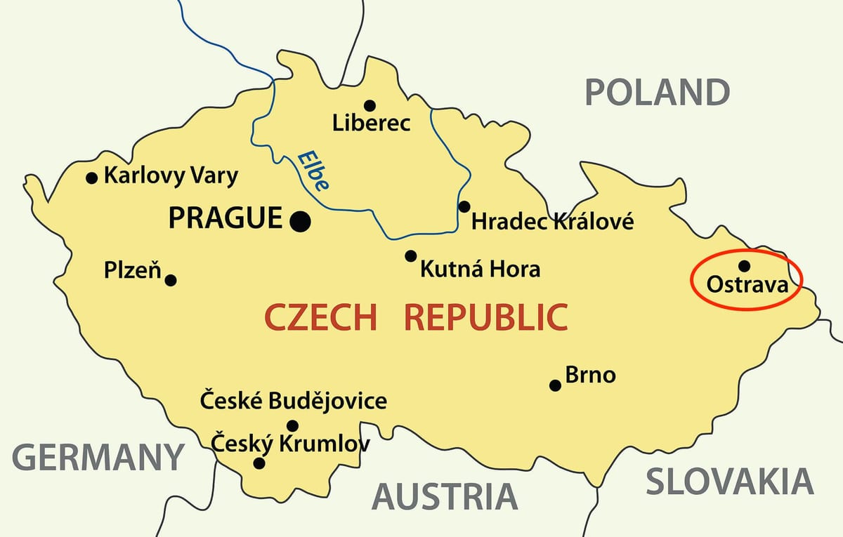 mappa di Ostrava, repubblica ceca