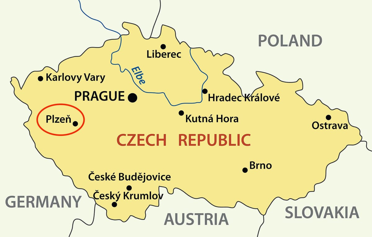 Plzen, repubblica ceca mappa