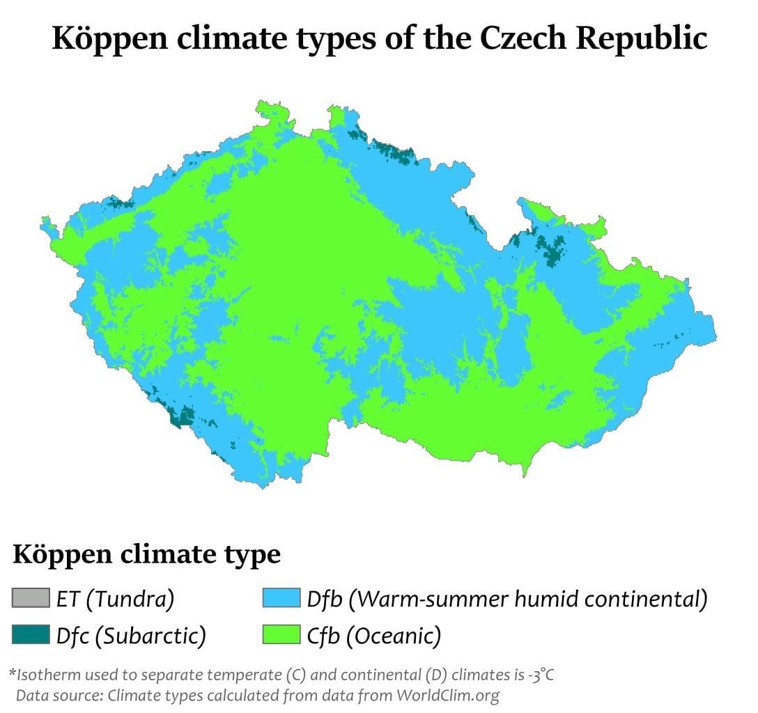 Repubblica ceca clima mappa