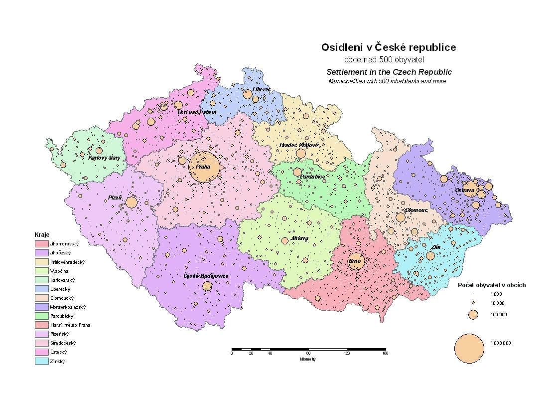 Repubblica ceca comuni, ordinati per distanze mappa