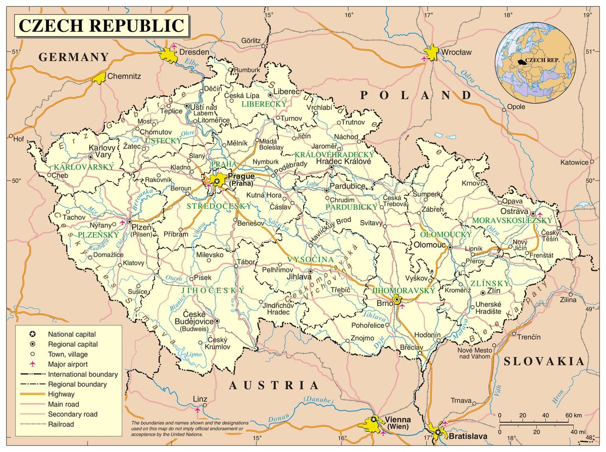 mappa della repubblica ceca