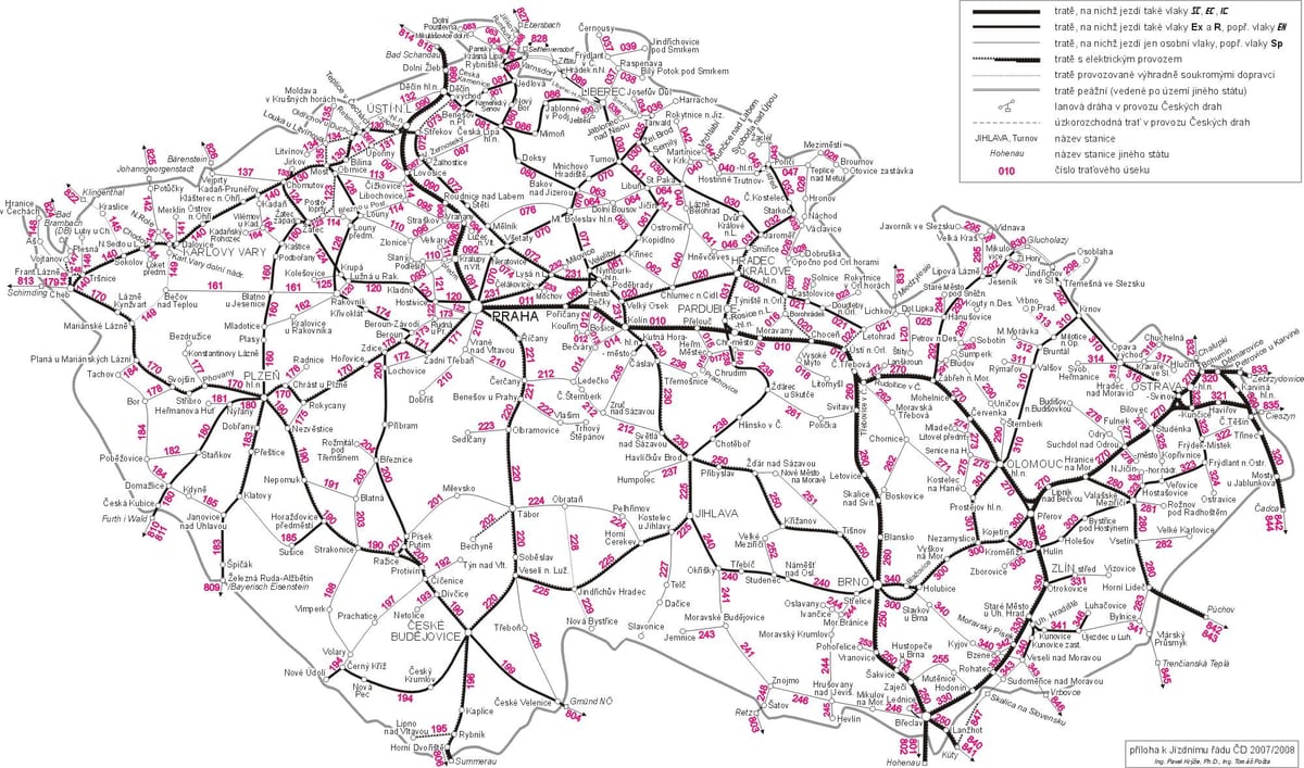 Repubblica ceca mappa del treno