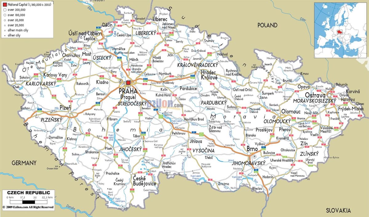Repubblica ceca mappa delle strade