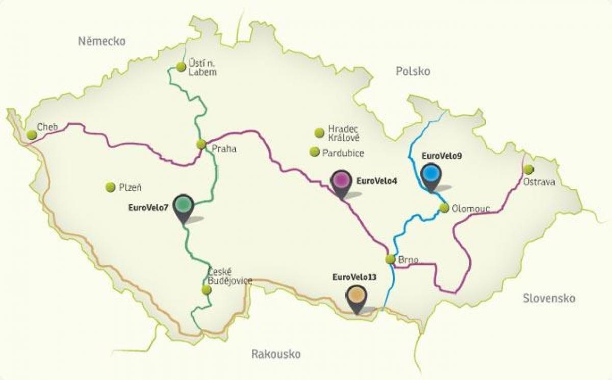 Repubblica ceca mappa in bicicletta