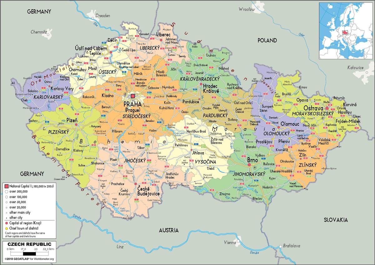 mappa politica della repubblica ceca