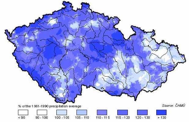 Repubblica ceca pioggia mappa