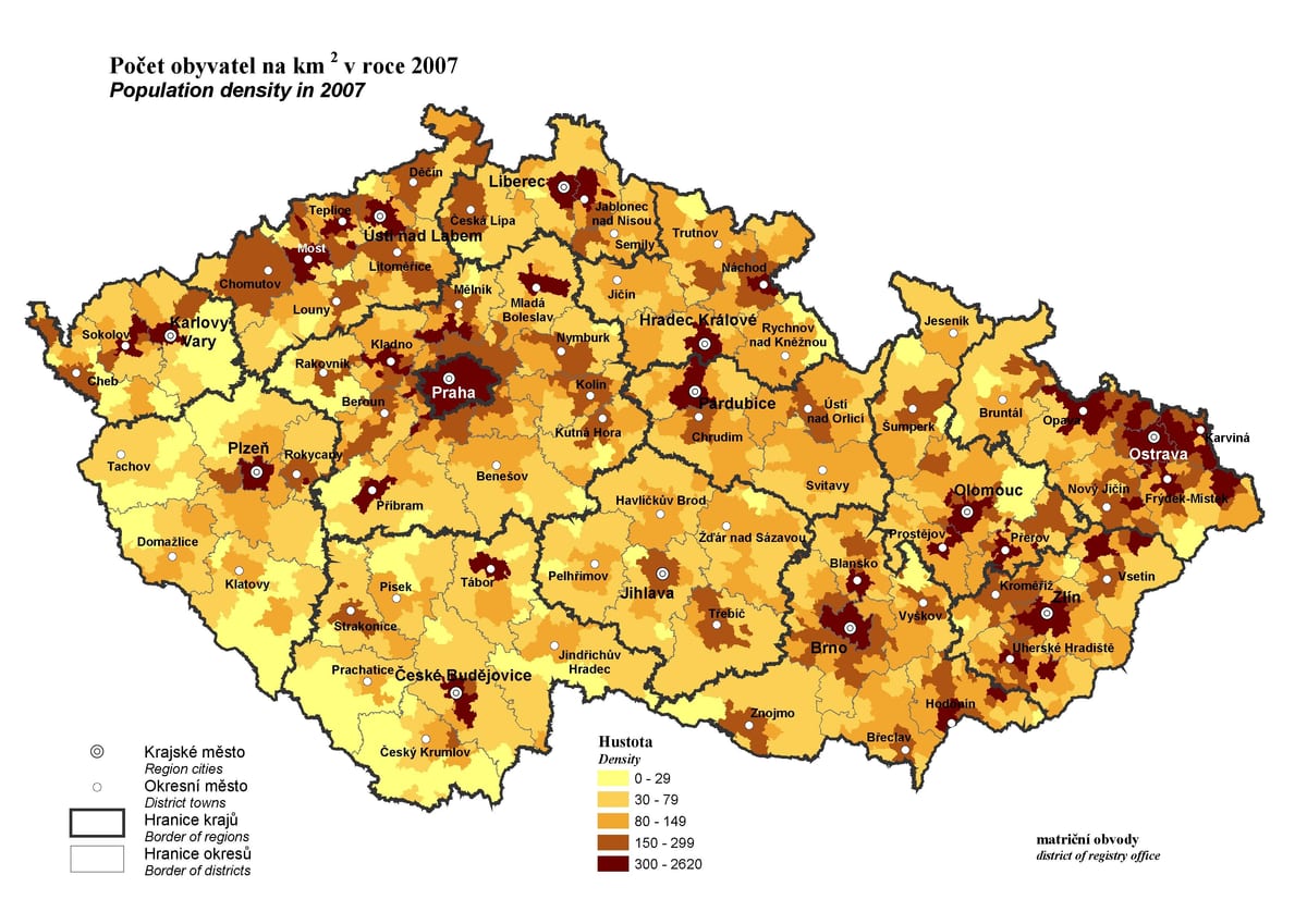Repubblica ceca popolazione mappa