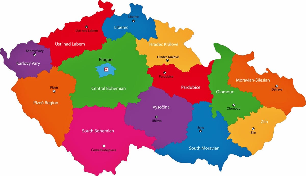 Repubblica ceca regioni mappa