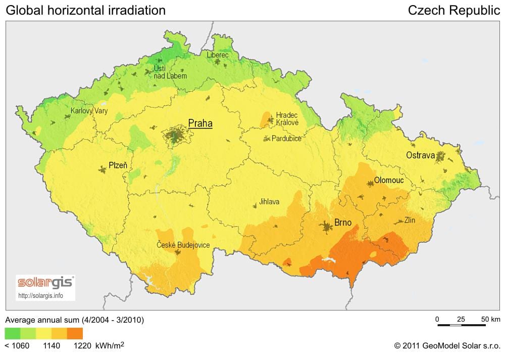 Repubblica ceca sole sulla mappa