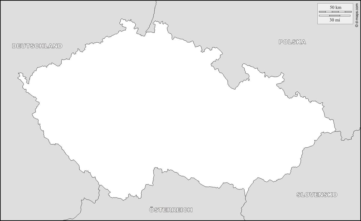 Repubblica ceca contorno mappa