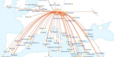 Mappa di Czech airlines rotta
