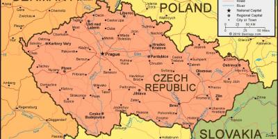 Mappa della repubblica ceca e nei paesi limitrofi,